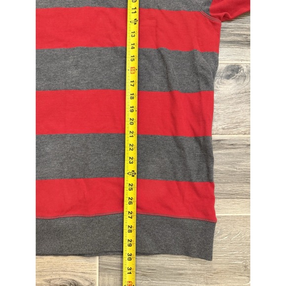 Old Navy Men's Sweater Rugby Striped Crew Neck XL Preppy Red Grey - Picture 6 of 8
